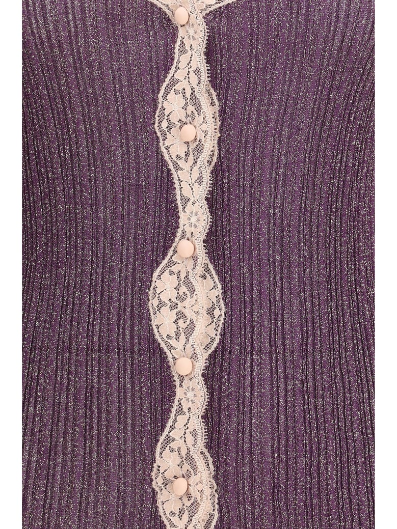 cardigan lurex knit aubergine/gold by Selfnex