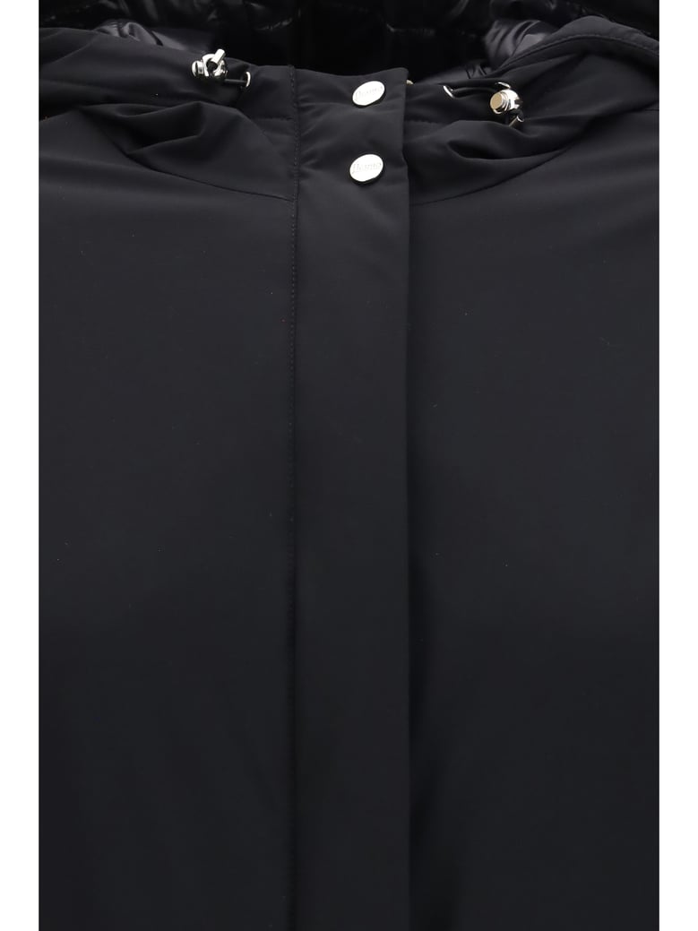 hooded down jacket black by Selfnex