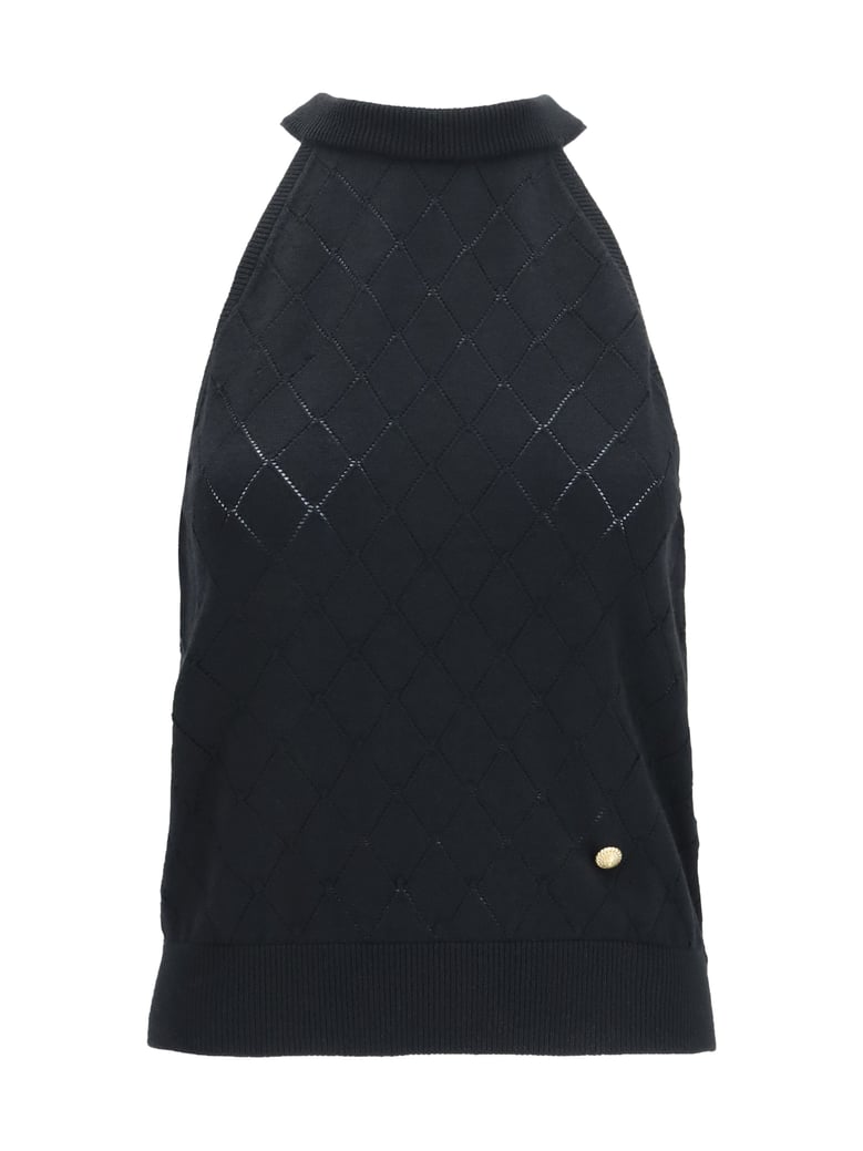 top sleeveless merino wool crewneck black by Selfnex