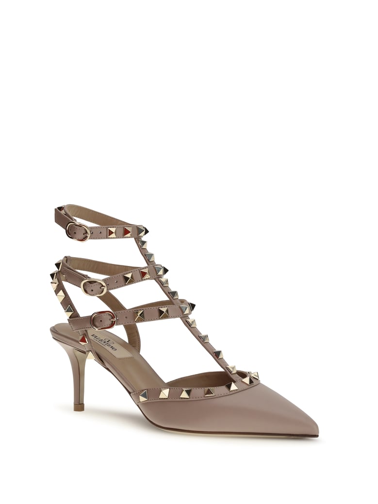sandals ankle-strap rockstud powder pink by Selfnex