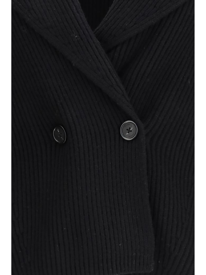 cardigan shawl-lapel black wool by Selfnex