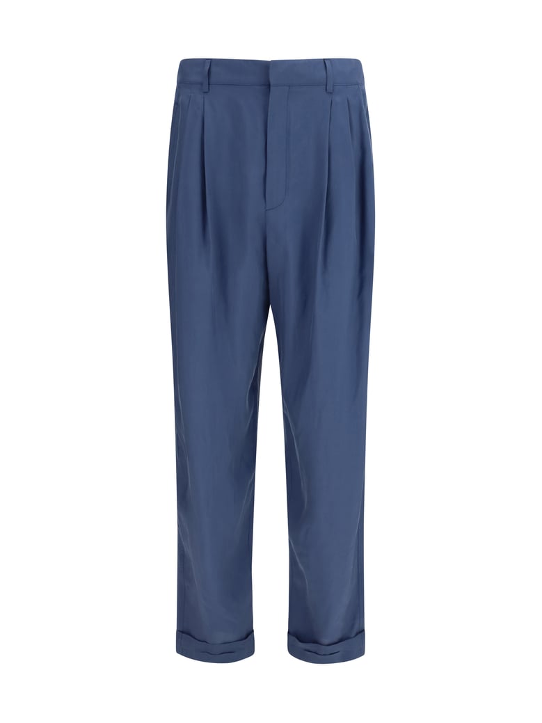 tailored trousers with habutai silk belt by Selfnex