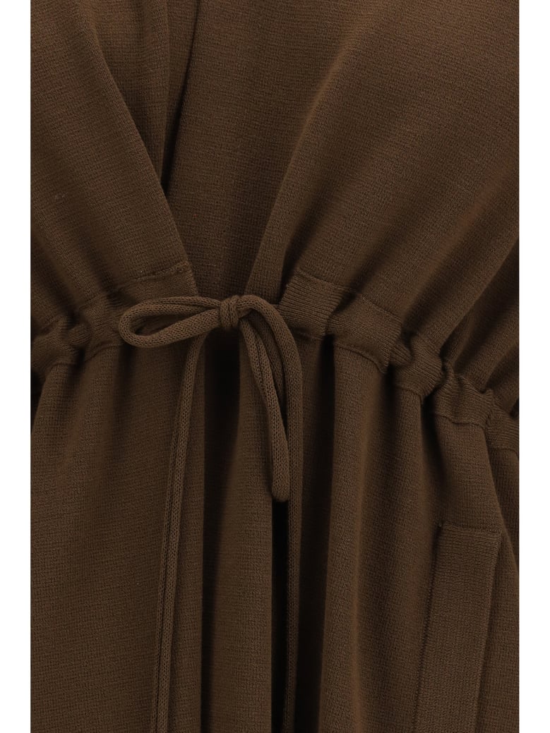 cardigan deconstructed drawstring dark brown by Selfnex