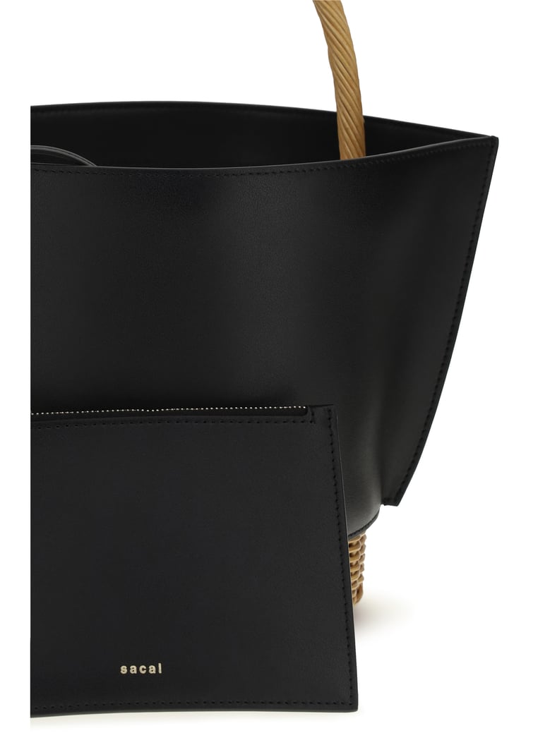 handbag leather and rattan black by Selfnex