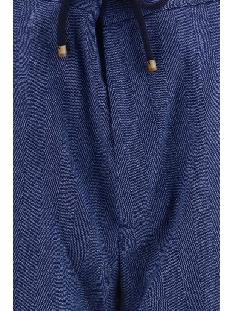 bermuda shorts linen and virgin wool chevron by Selfnex