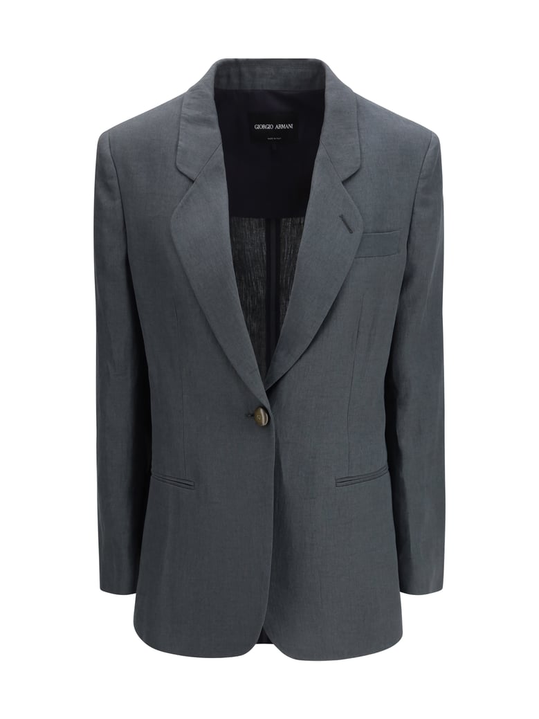 single-breasted linen jacket dark shadow by Selfnex