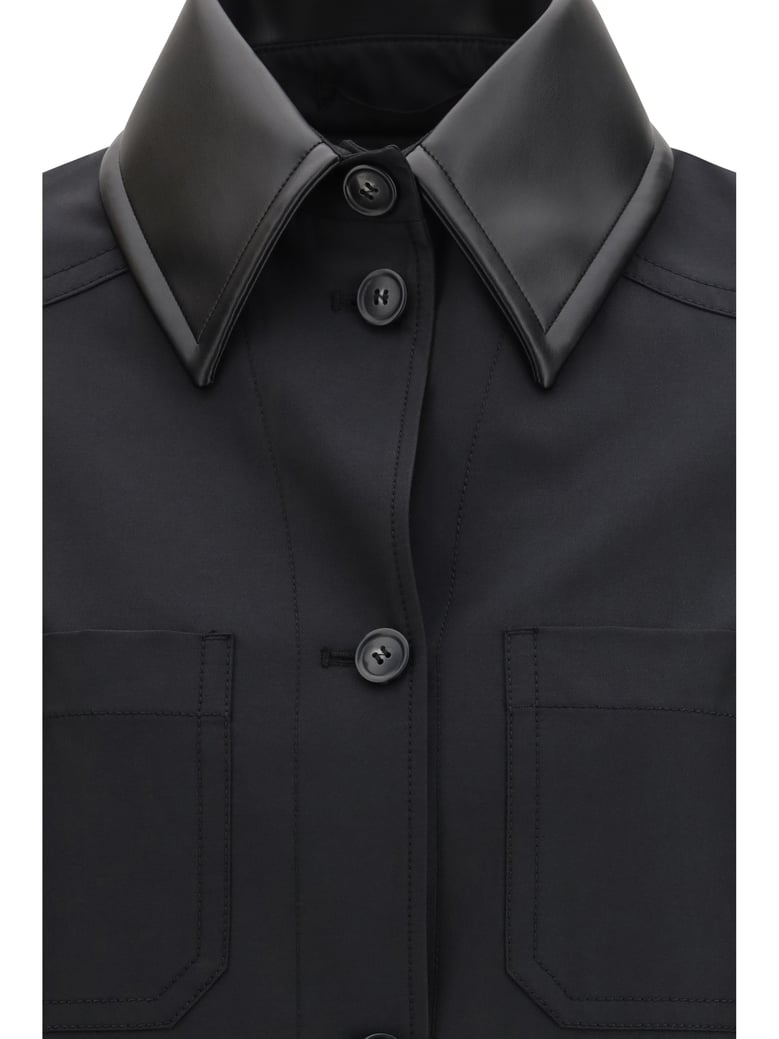 shirt cotton gabardine pleated back black by Selfnex