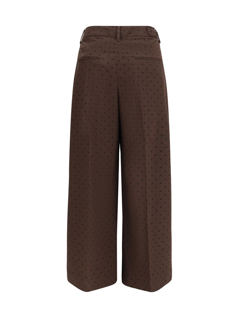 flocked plaid crossover pants chicory coffee by Selfnex
