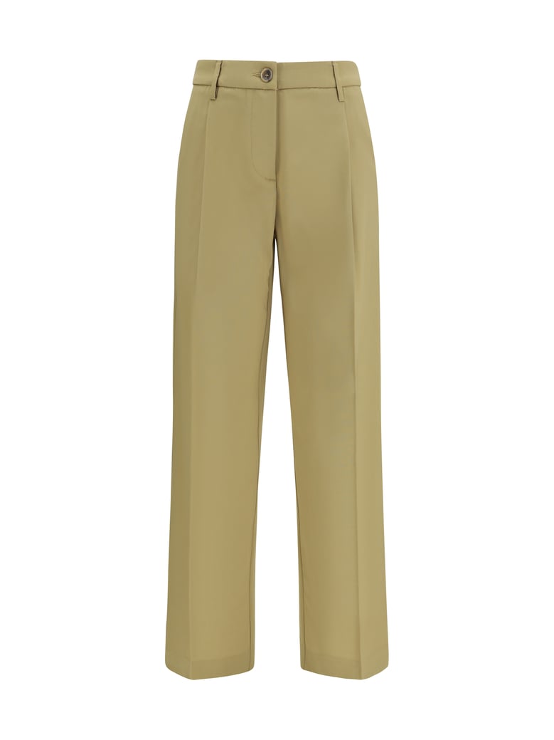 pants wide-leg virgin wool olive by Selfnex