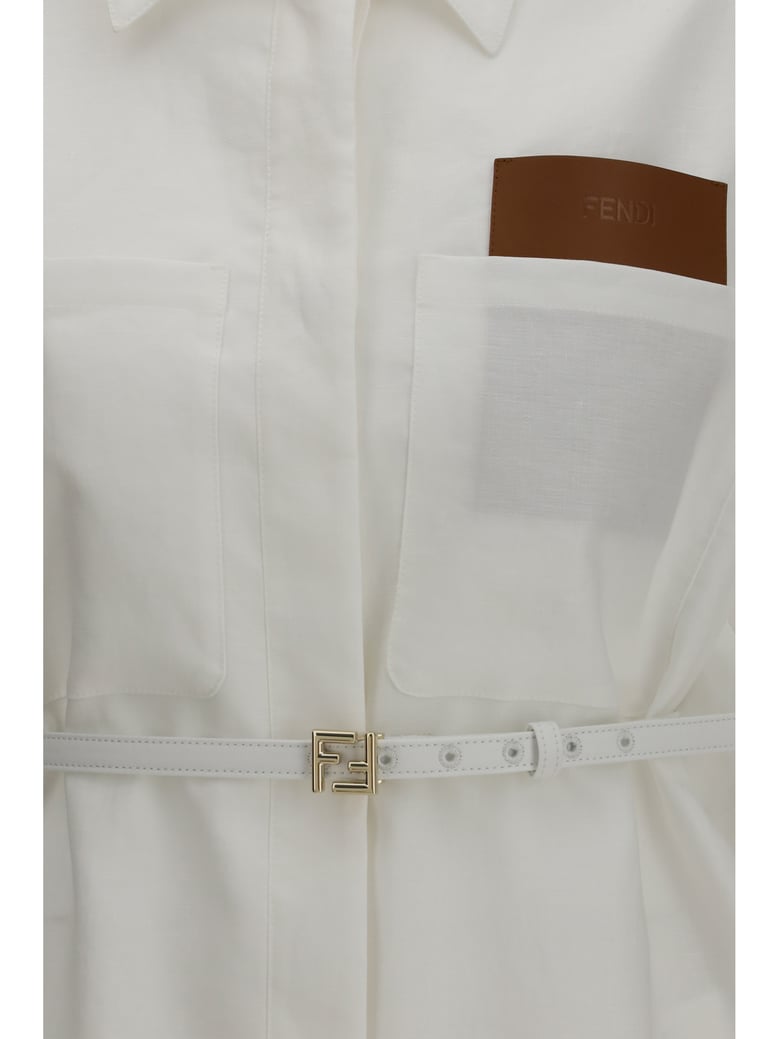 jacket belted linen-cotton white by Selfnex
