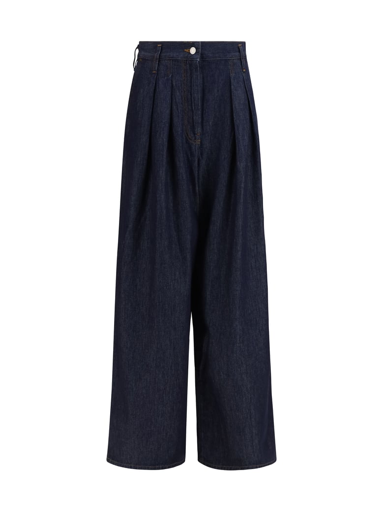 wide-leg pleated jeans indigo by Selfnex