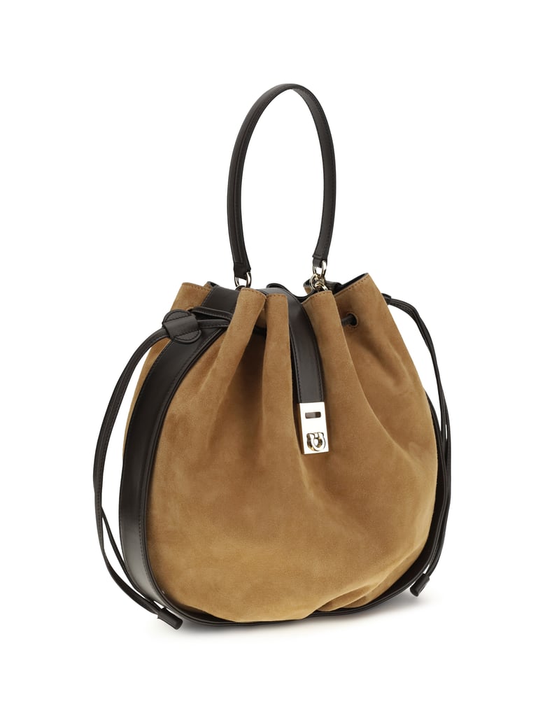 bucket bag hug buckle natural suede by Selfnex