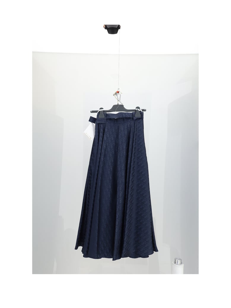 skirt oblique ton sur ton blue silk by Selfnex