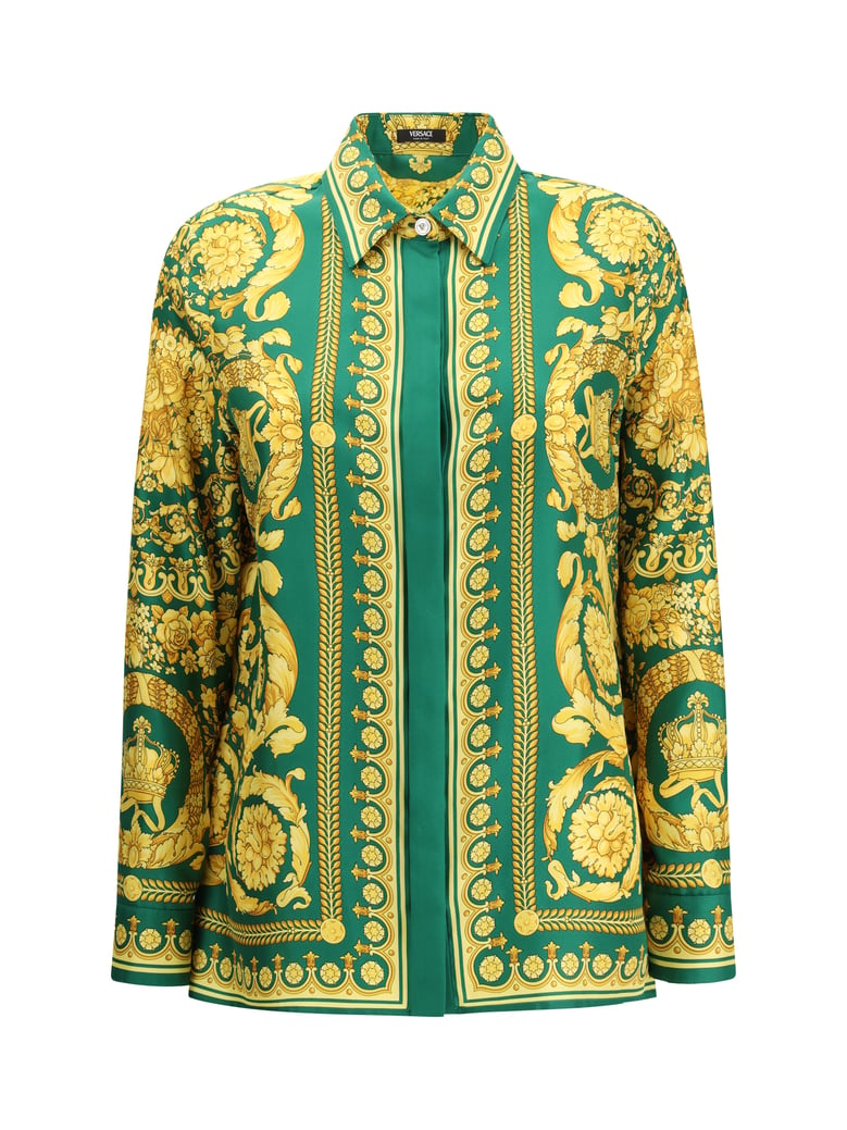 printed silk shirt emerald/gold by Selfnex