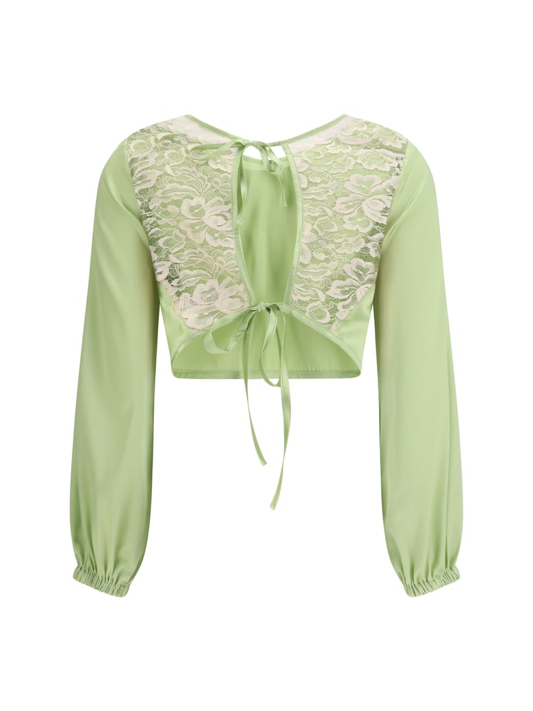 v-neck silk blouse apple by Selfnex