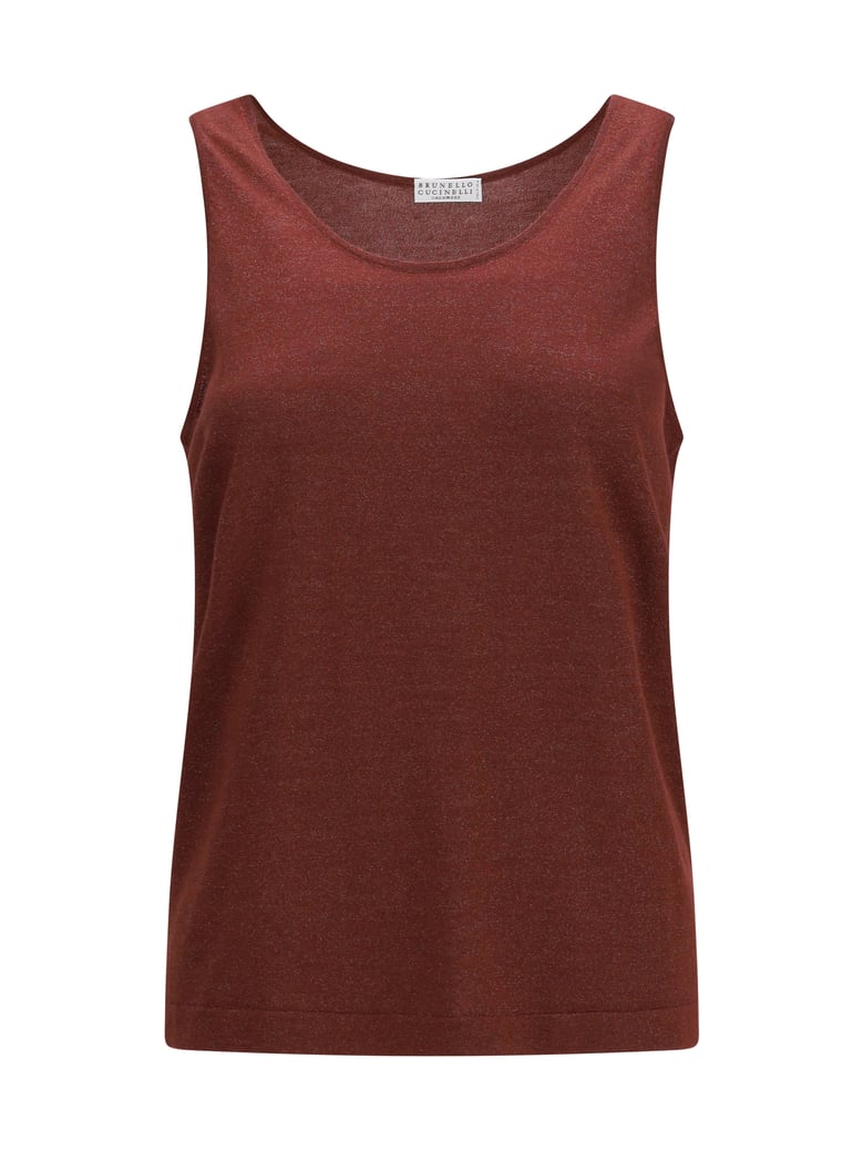 luminous knit tank top red bean by Selfnex