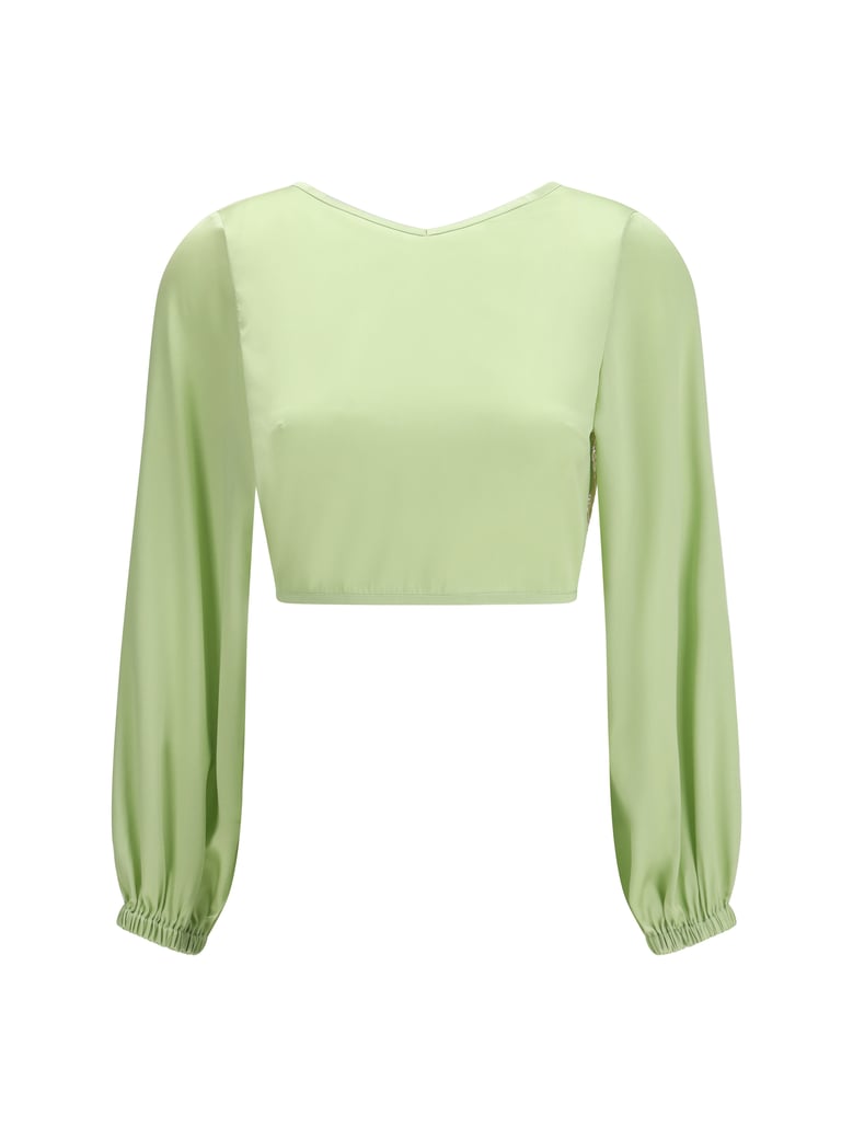 v-neck silk blouse apple by Selfnex