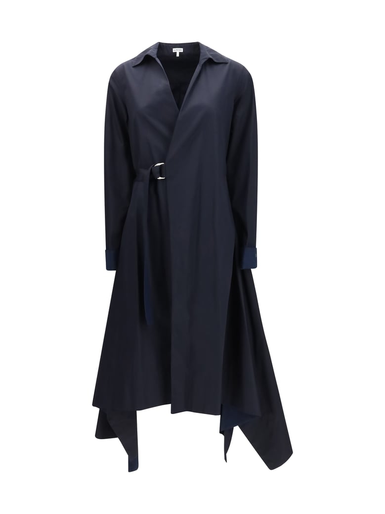 belted midi dress navy blue by Selfnex