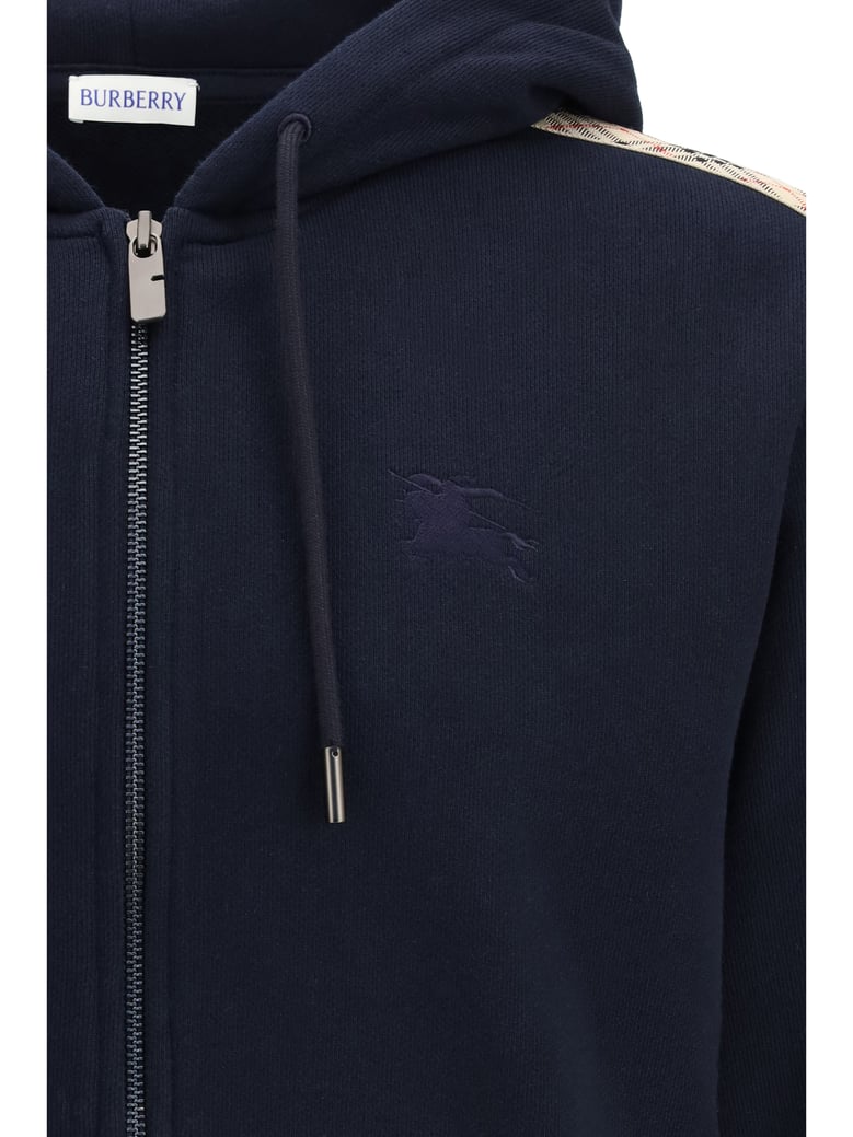 hoodie check trim cotton navy by Selfnex