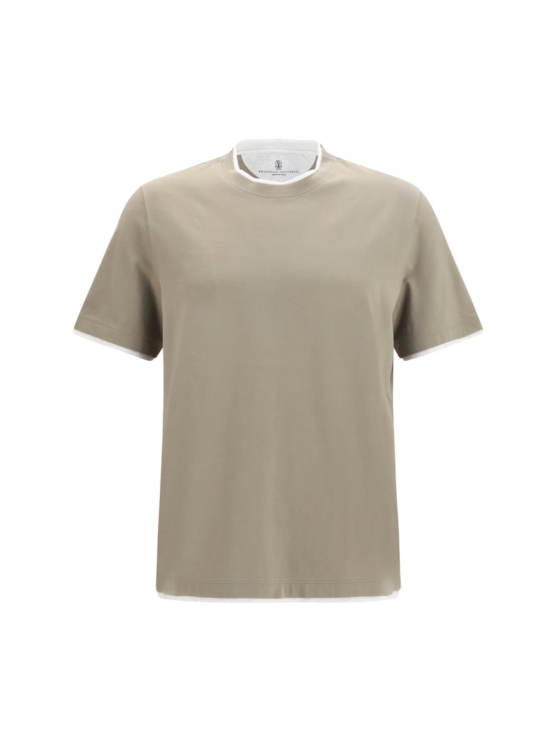 cotton t-shirt two-tone hem khaki/pearl by Selfnex