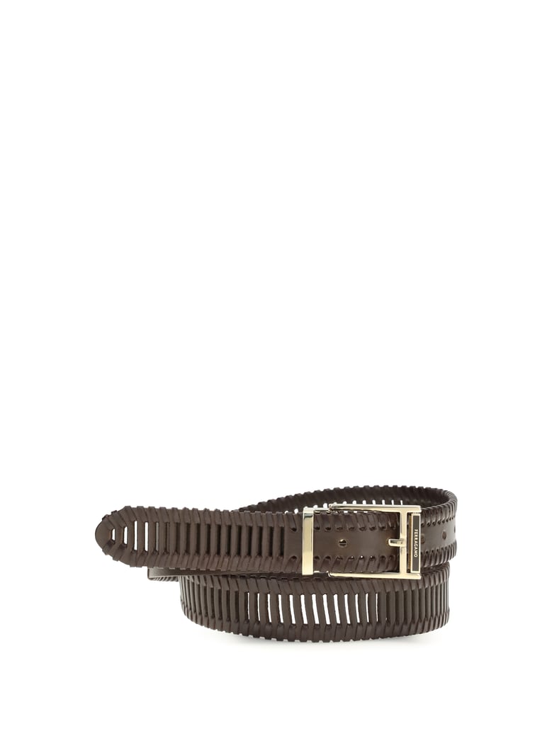 belt adjustable calf leather dark brown by Selfnex