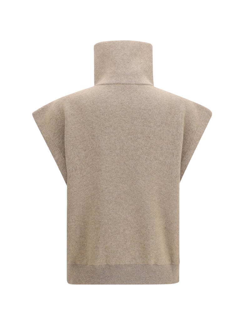 cardigan high-neck zip brown cashmere by Selfnex