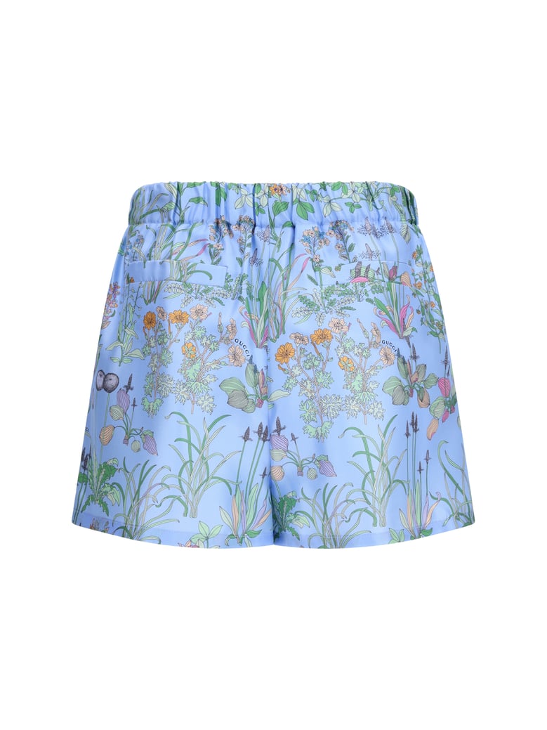 shorts printed silk twill azure/ivory by Selfnex