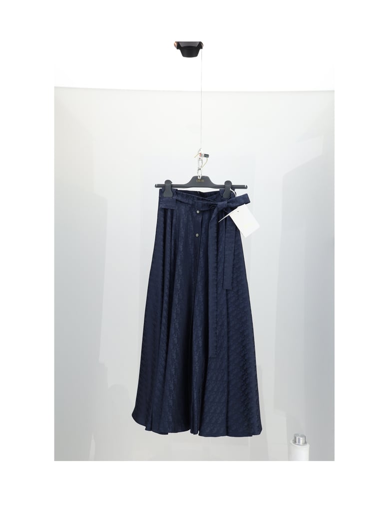 skirt oblique ton sur ton blue silk by Selfnex