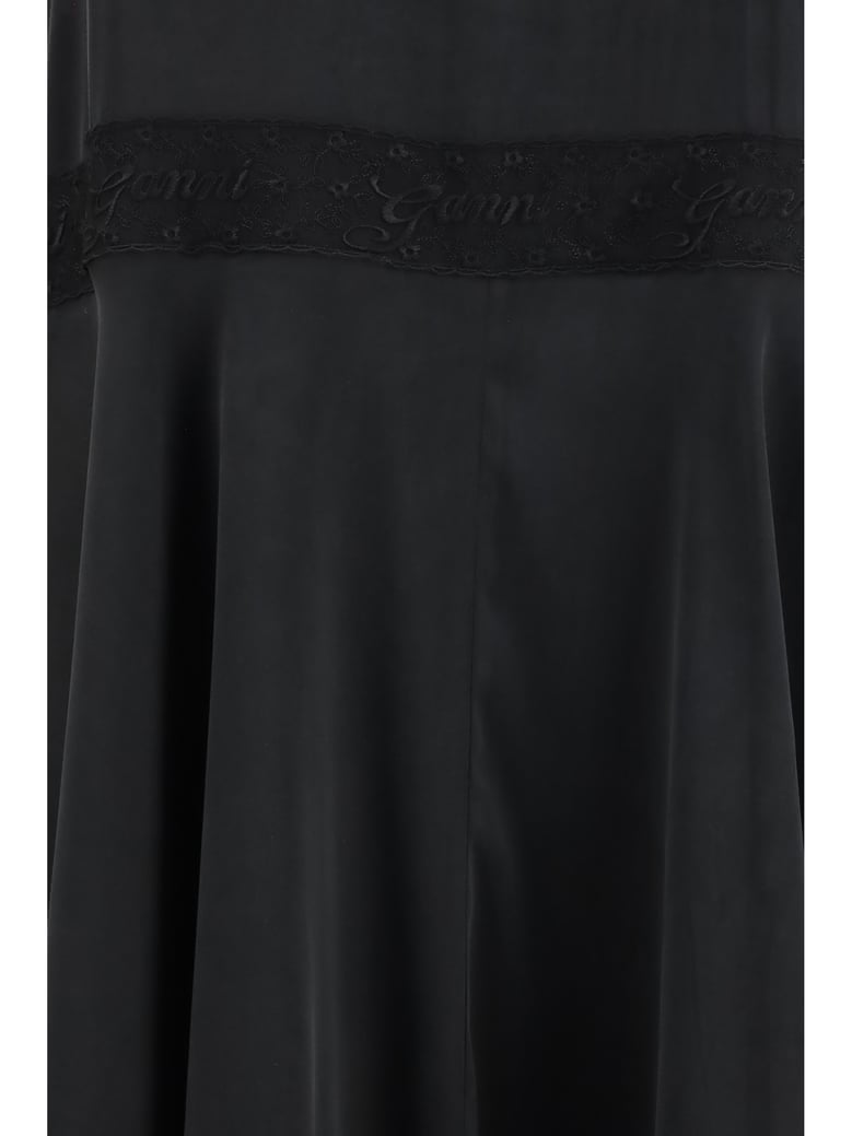 silk maxi dress with lace — black by Selfnex