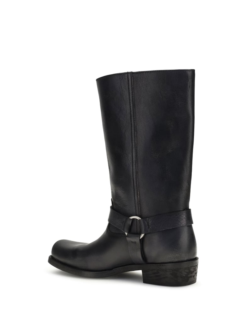 leather biker boots black by Selfnex
