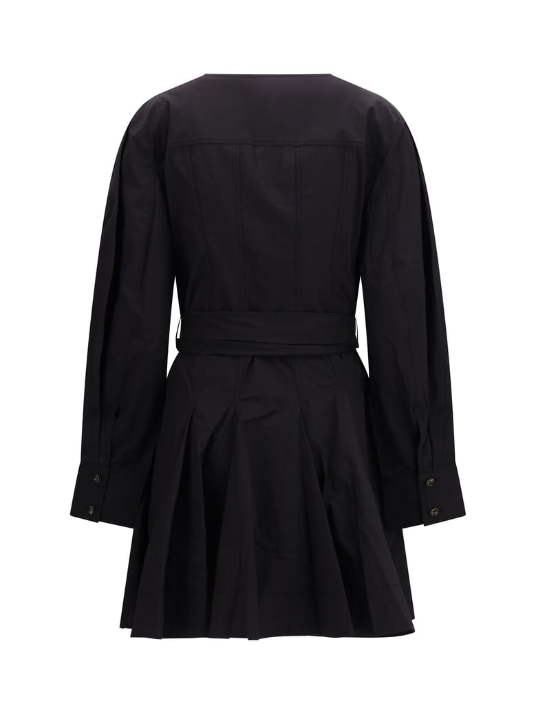 shirt dress with belt black by Selfnex