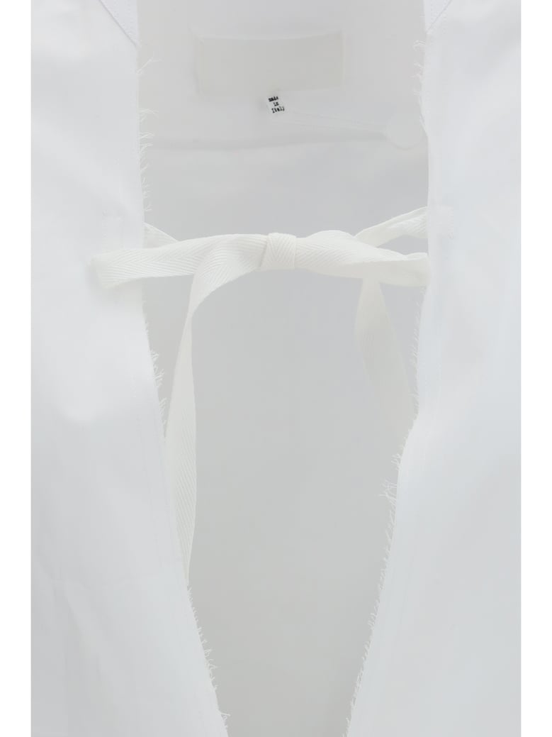 cotton shirt with bow, white by Selfnex