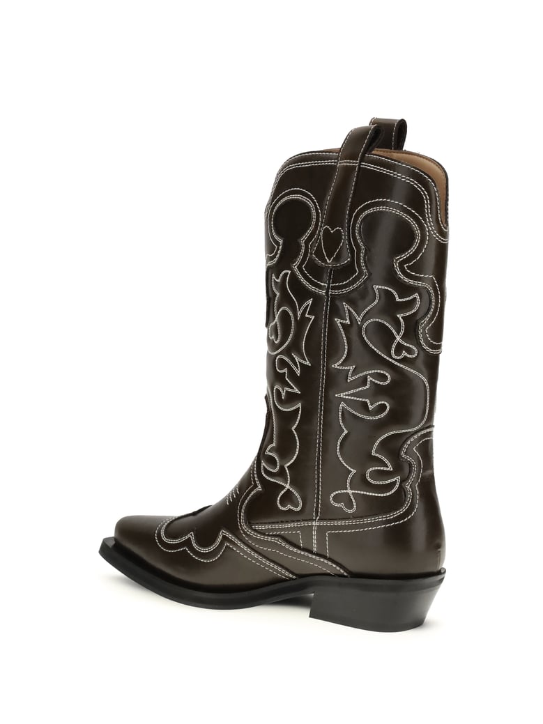 boots texan faux-leather dark olive/egret by Selfnex