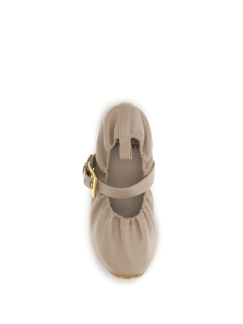 ballerina flats buckle strap calf leather beige by Selfnex