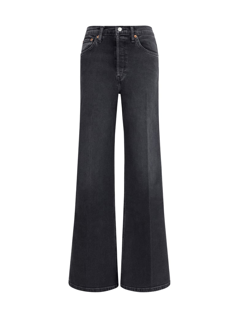 wide-leg jeans washed black by Selfnex