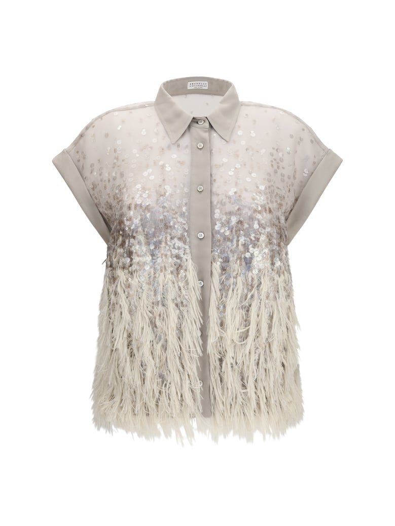 shirt fringe silk beige by Selfnex