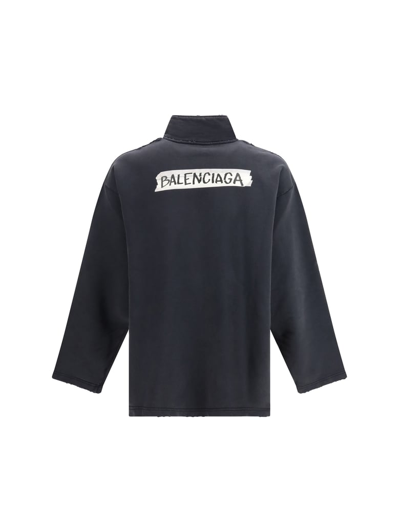 zipped sweatshirt faded washed black by Selfnex