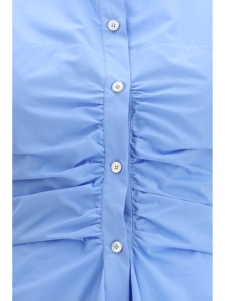 dress midi shirt sky blue cotton by Selfnex