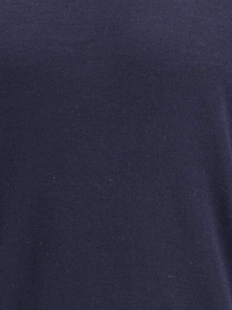 wool turtleneck sweater navy/dark grey by Selfnex
