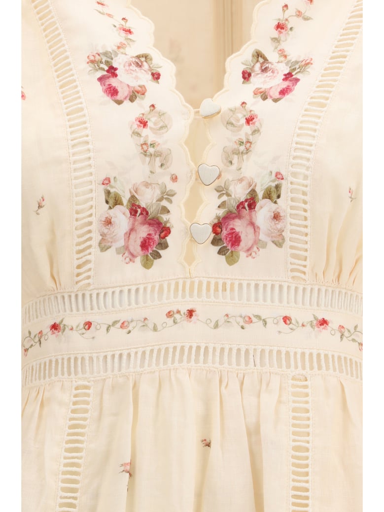 midi dress patience cream-pink by Selfnex