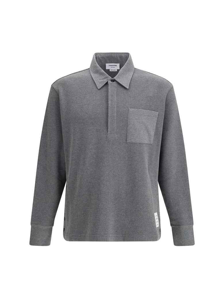 long sleeve polo shirt medium grey by Selfnex