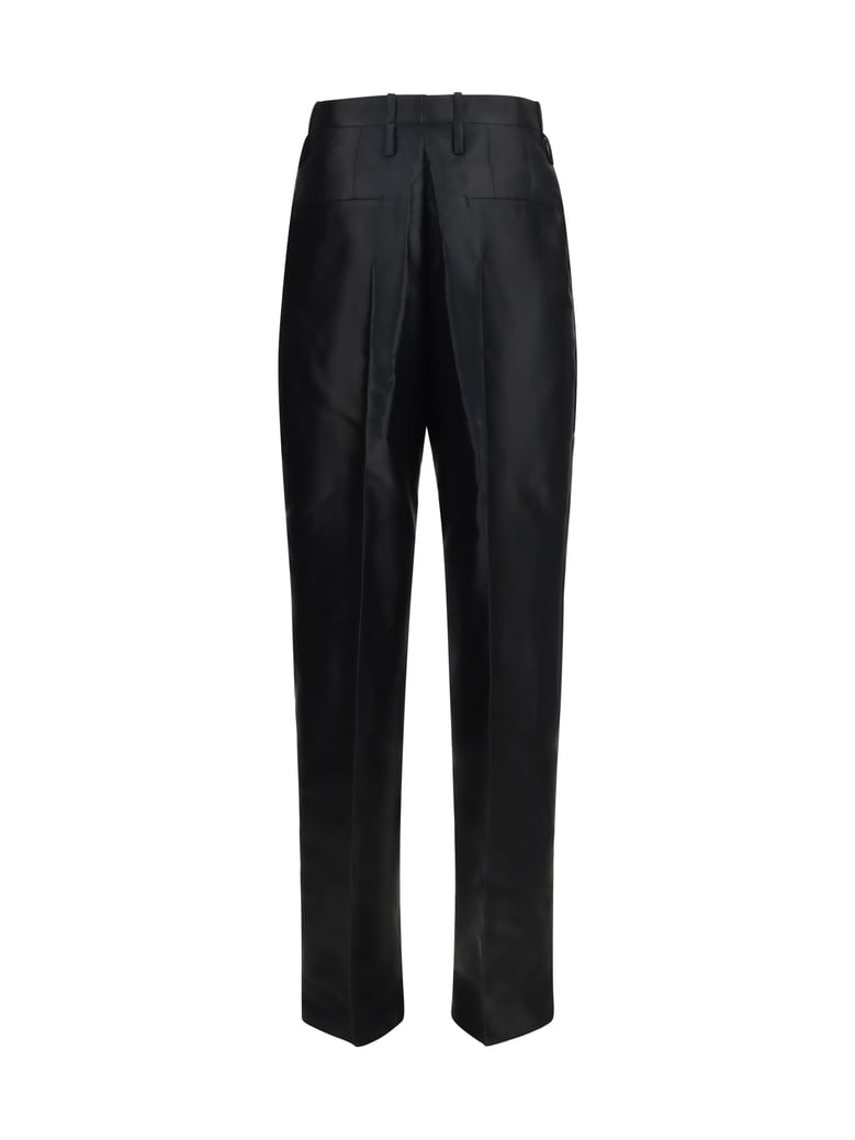 tapered wool trousers double black by Selfnex