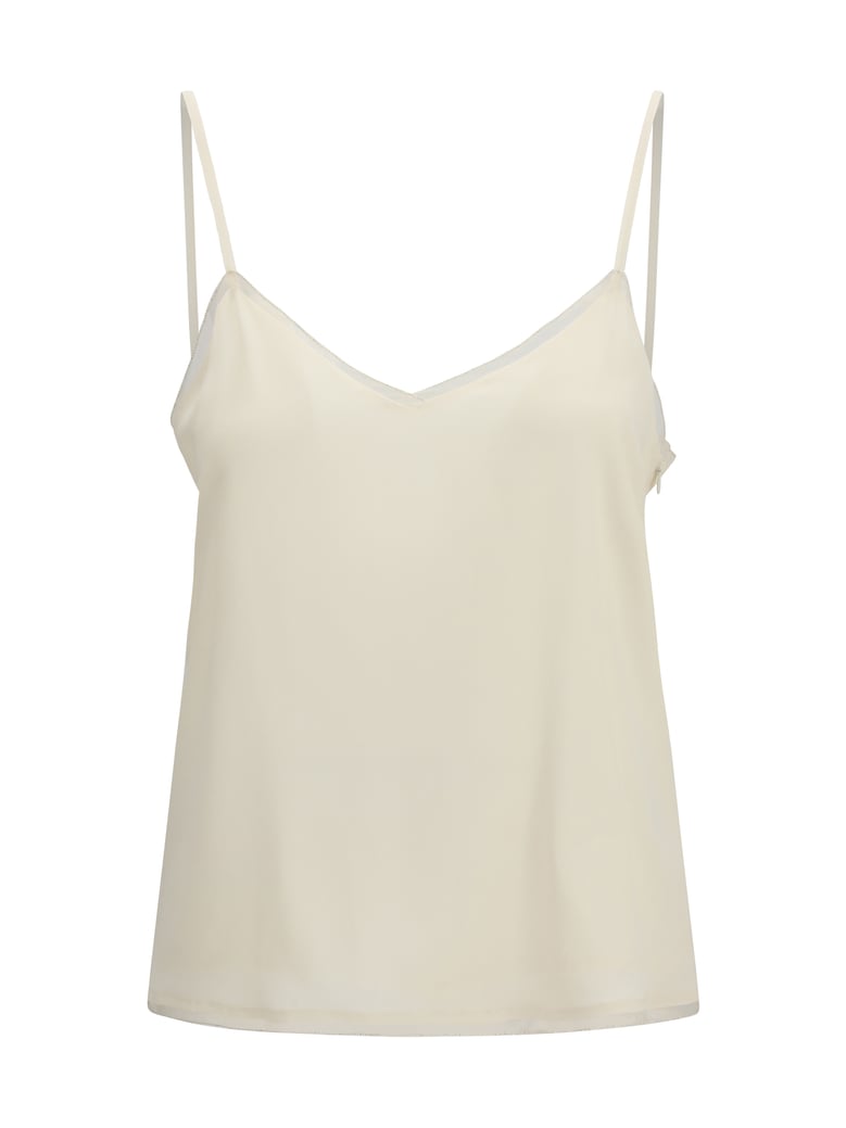spaghetti strap top filo diamante cream by Selfnex