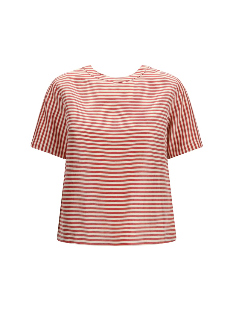 short-sleeved linen t-shirt coral by Selfnex