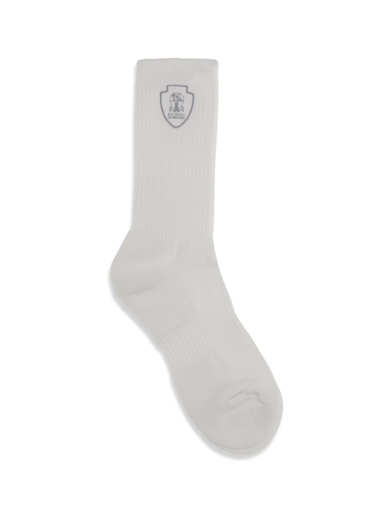 socks ribbed cotton white/light grey by Selfnex