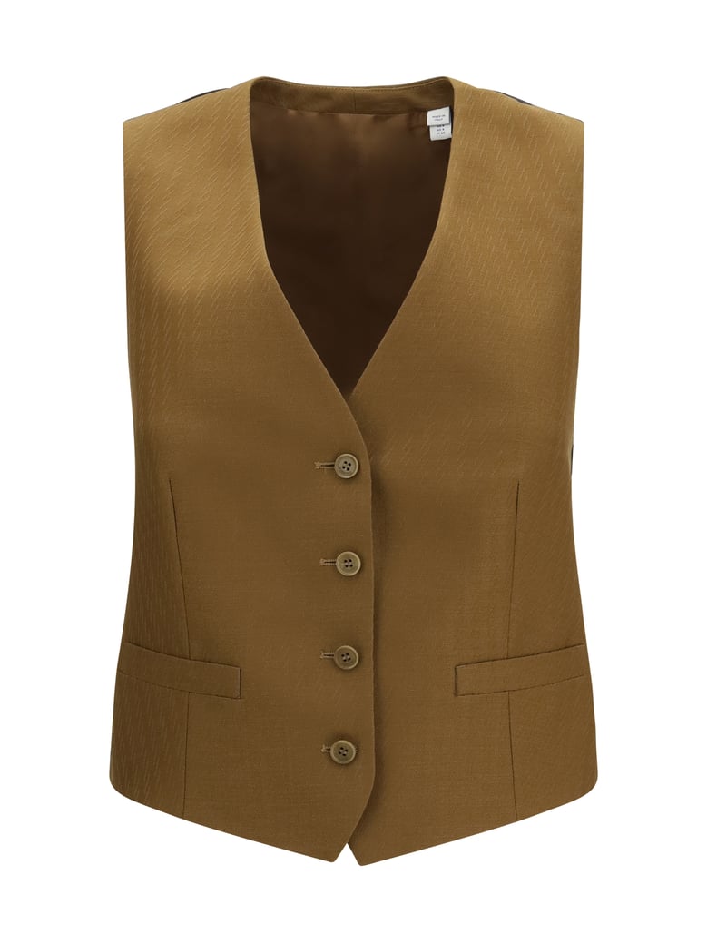 sleeveless wool-mohair vest hazelnut brown stripe by Selfnex