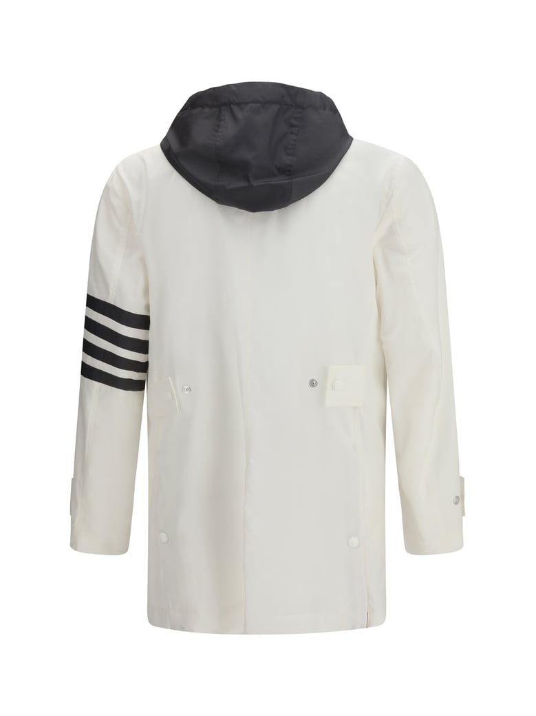hooded bal collar jacket white by Selfnex