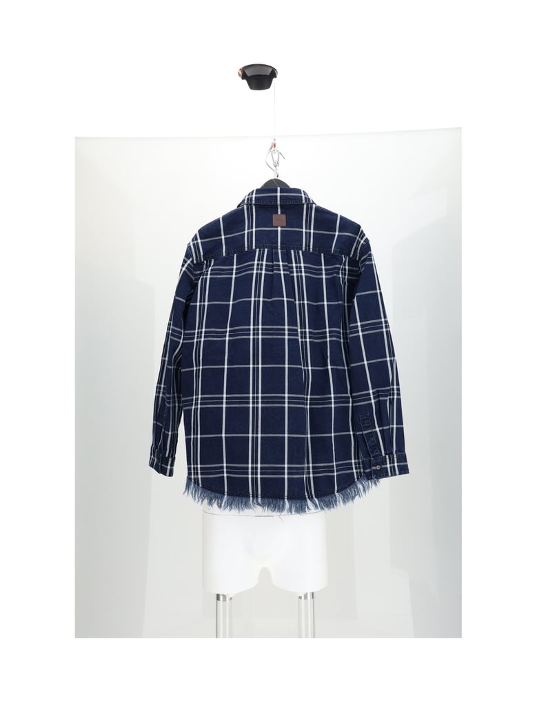 checked cotton shirt blue by Selfnex