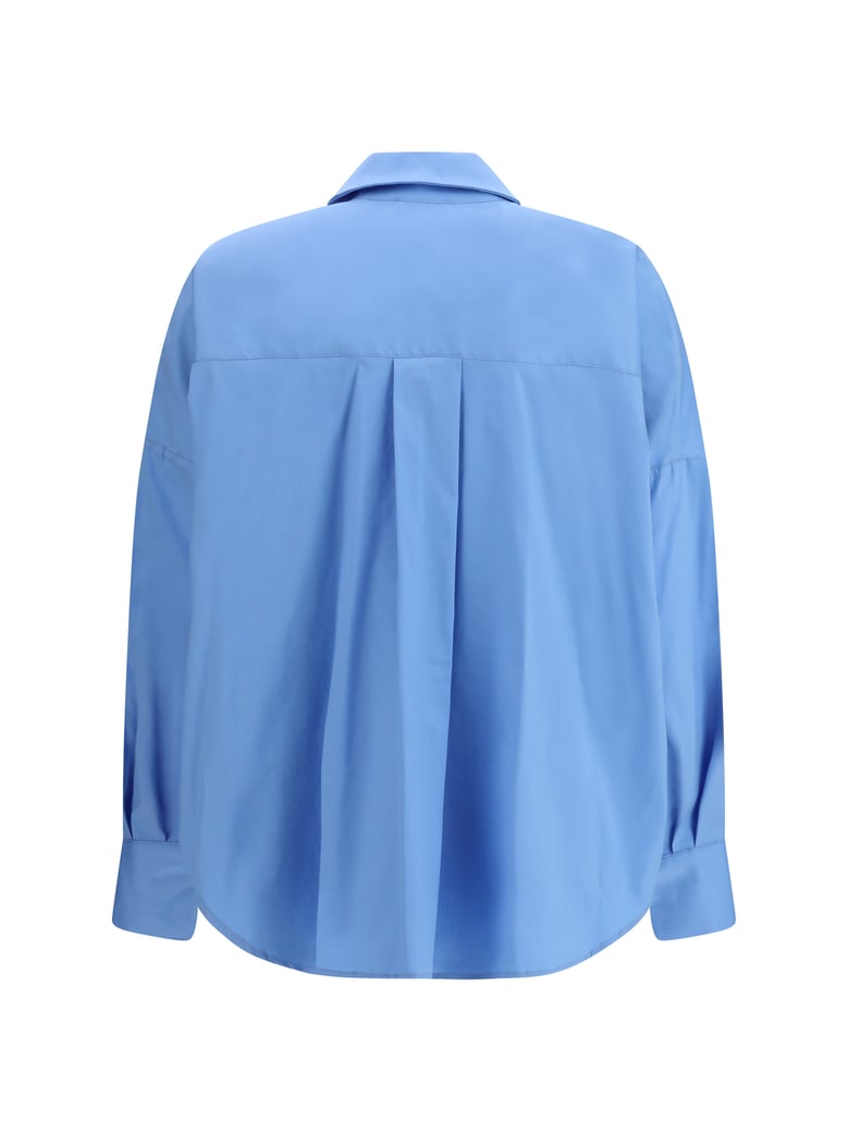 shirt with front ruching light blue by Selfnex