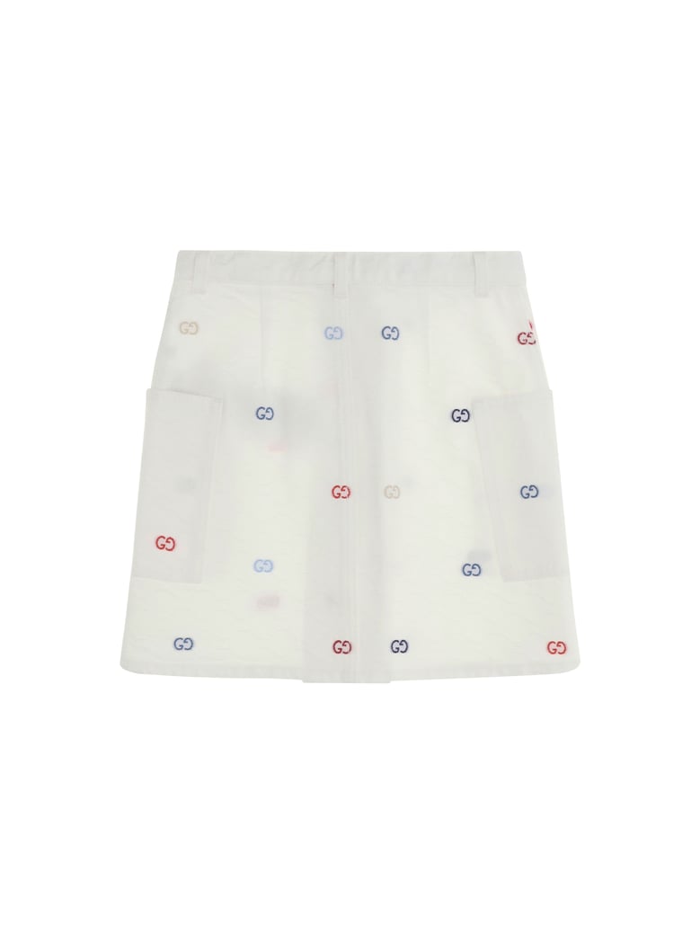 skirt gg cotton denim jacquard white/multicolour by Selfnex